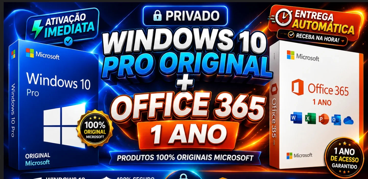 Windows 10 Pro Original Microsoft + Office 365 Ativação Imediata + Tutorial - ENTREGA IMEDIATA