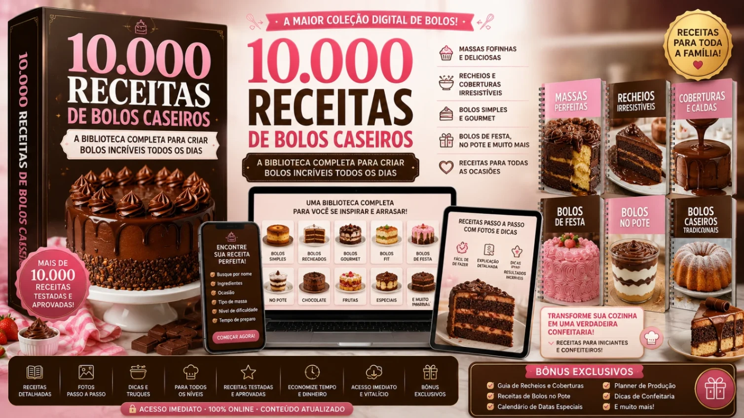 10.000 RECEITAS DE BOLOS CASEIROS - A Biblioteca Completa Para Criar Bolos Incríveis Todos os Dias