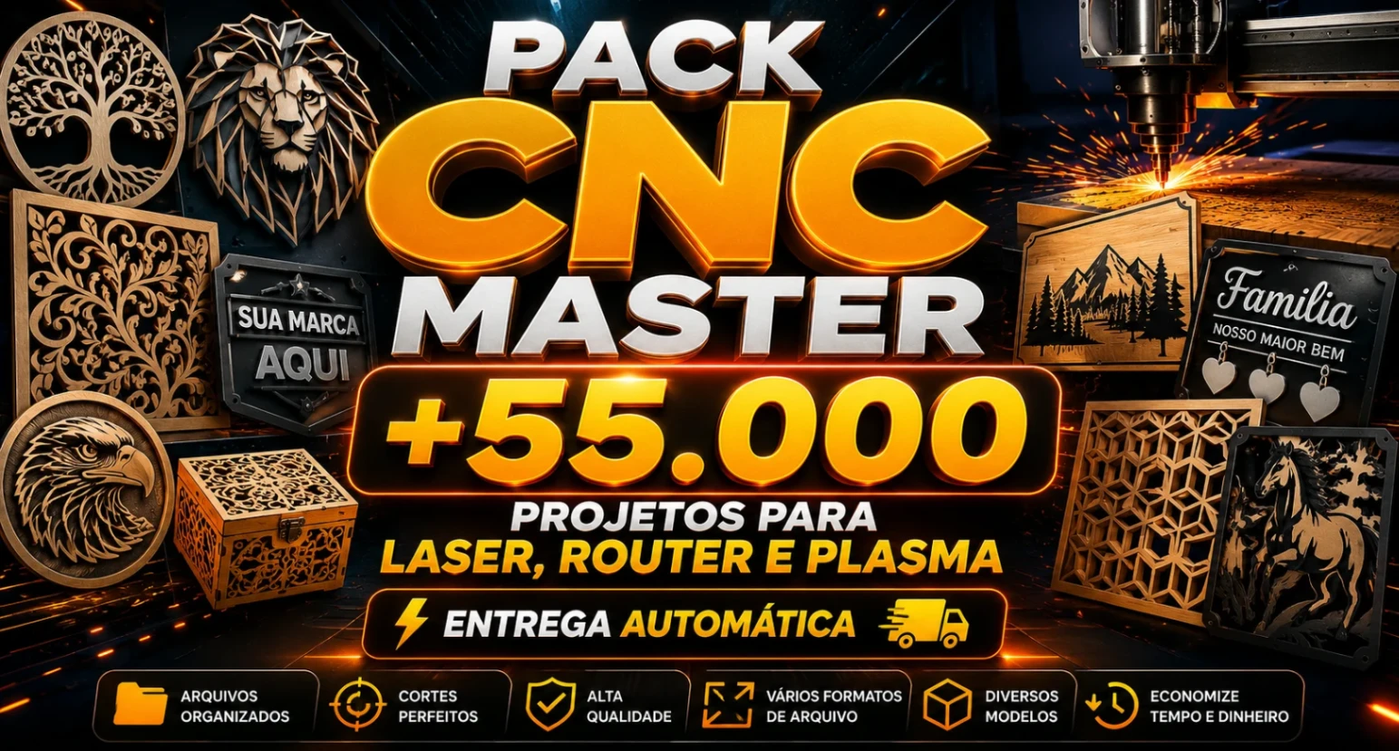 PACK CNC MASTER +55.000 PROJETOS PARA LASER, ROUTER E PLASMA - ENTREGA AUTOMATICA